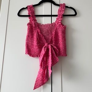 Revolve brand tie front stretch crop